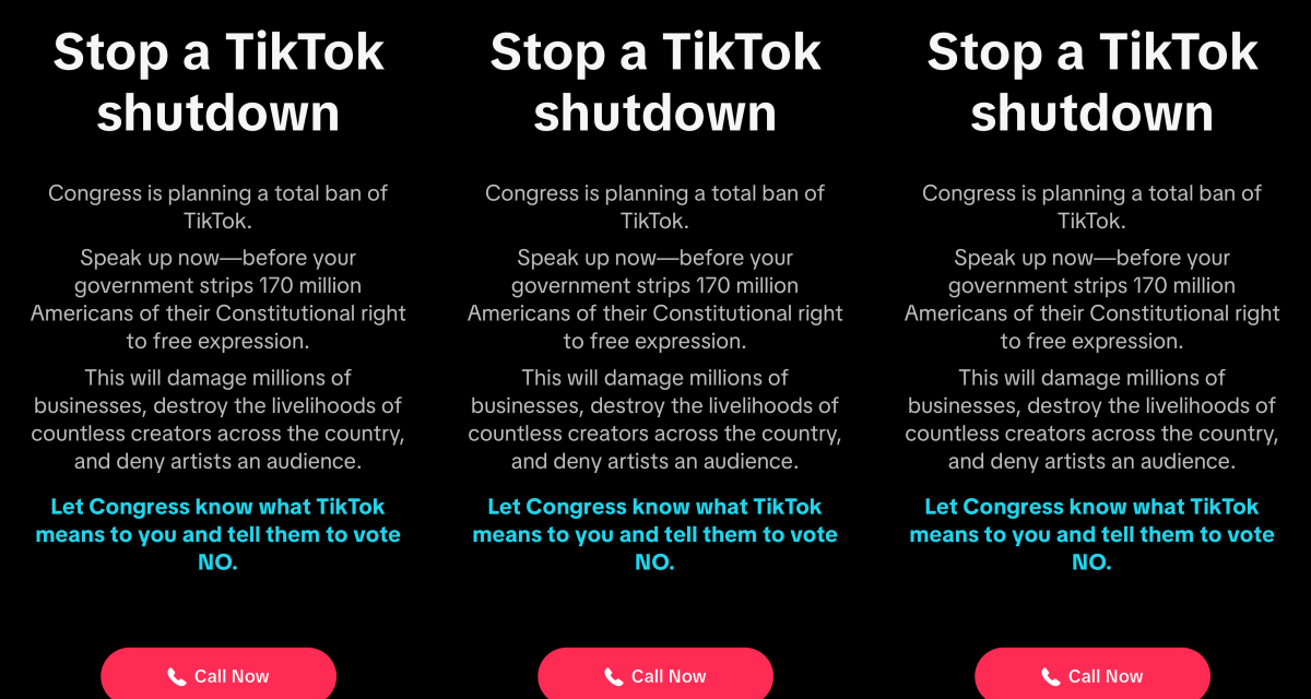 TikTok wants you to call your representatives to avoid a shutdown