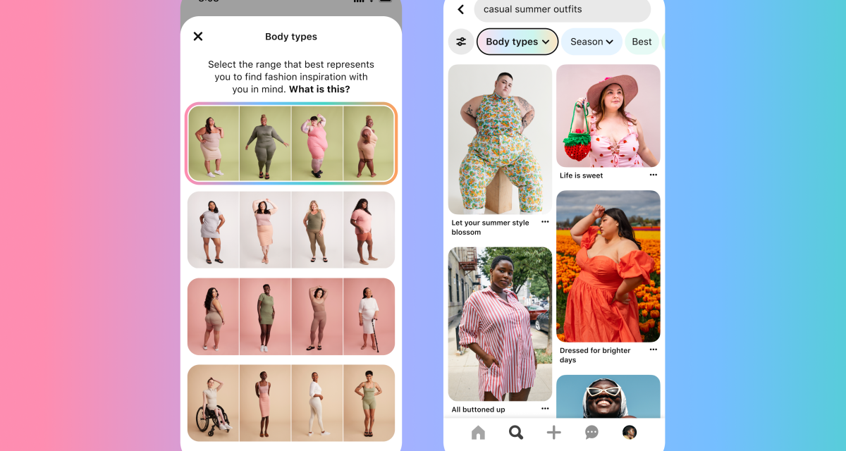 Pinterest’s body type search helps users find more size-inclusive results