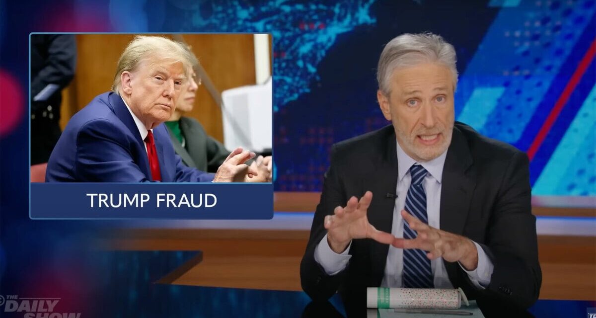 Jon Stewart gives a teardown of Trump’s fraud case